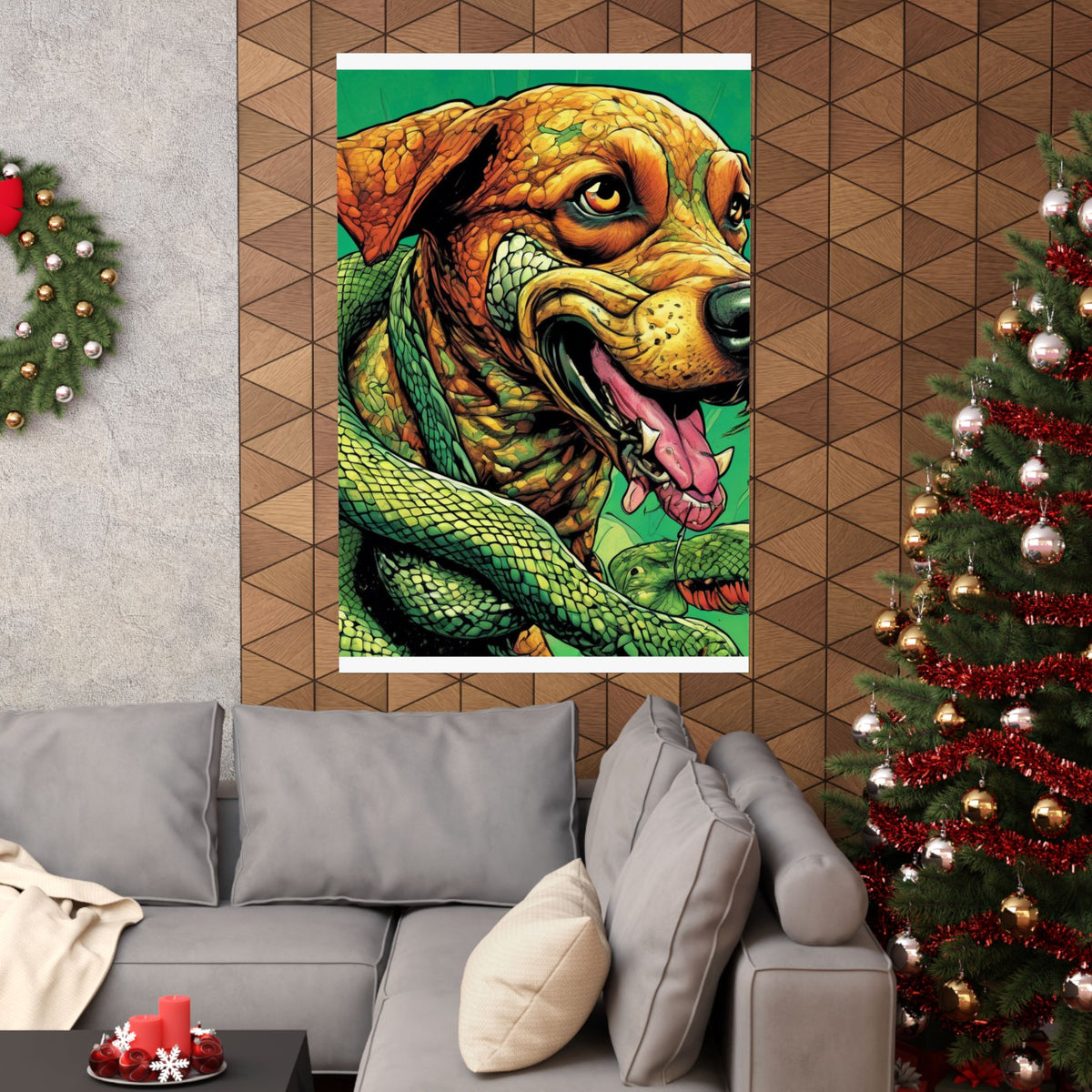 Serpent Guardian Dog Bold Fantasy Creature Art Poster