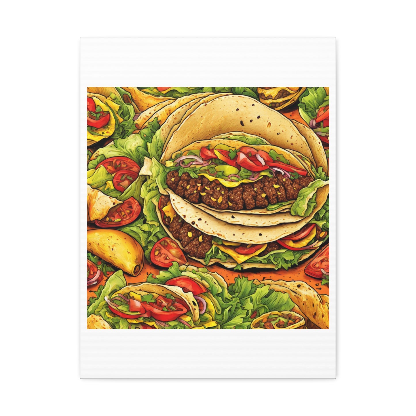 Stacked Taco Fiesta Foodie Gift Art Canvas