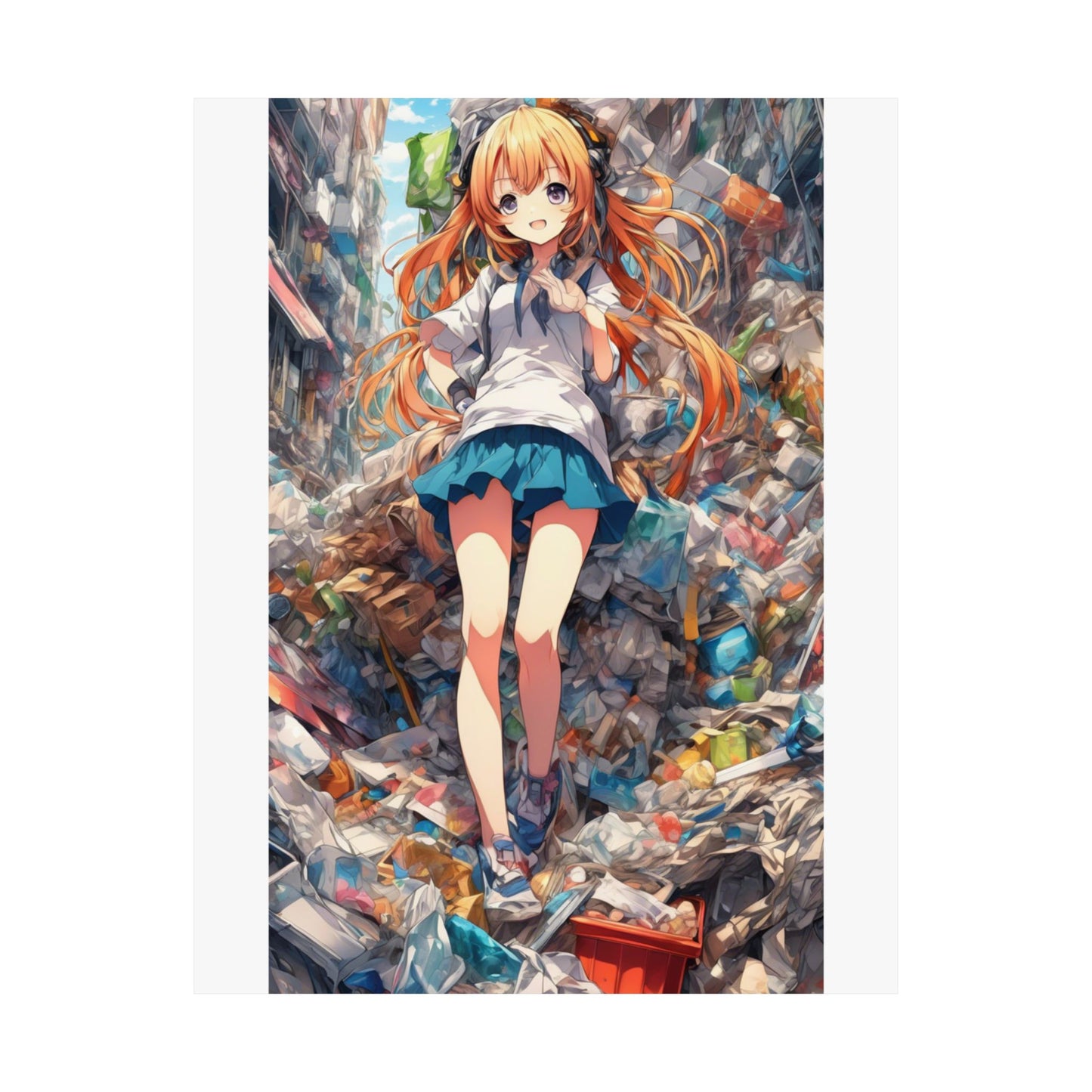 Recycling Rescue Anime Heroine Eco Street Art Poster