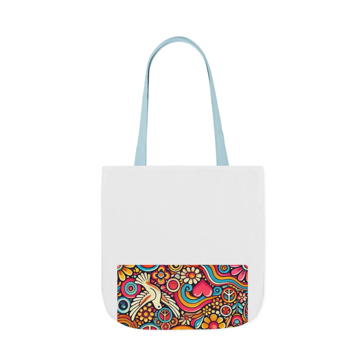 Colorful Peace Floral Pattern Canvas Tote Bag