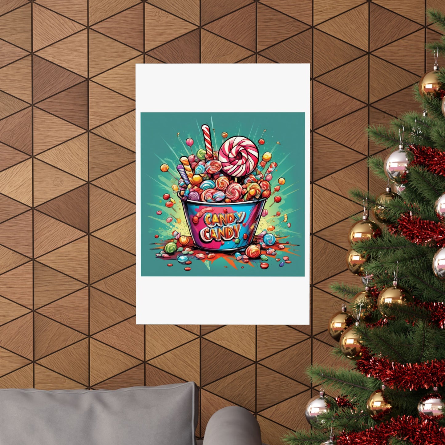 Holiday Candy Bucket Sweets Gift Art Poster