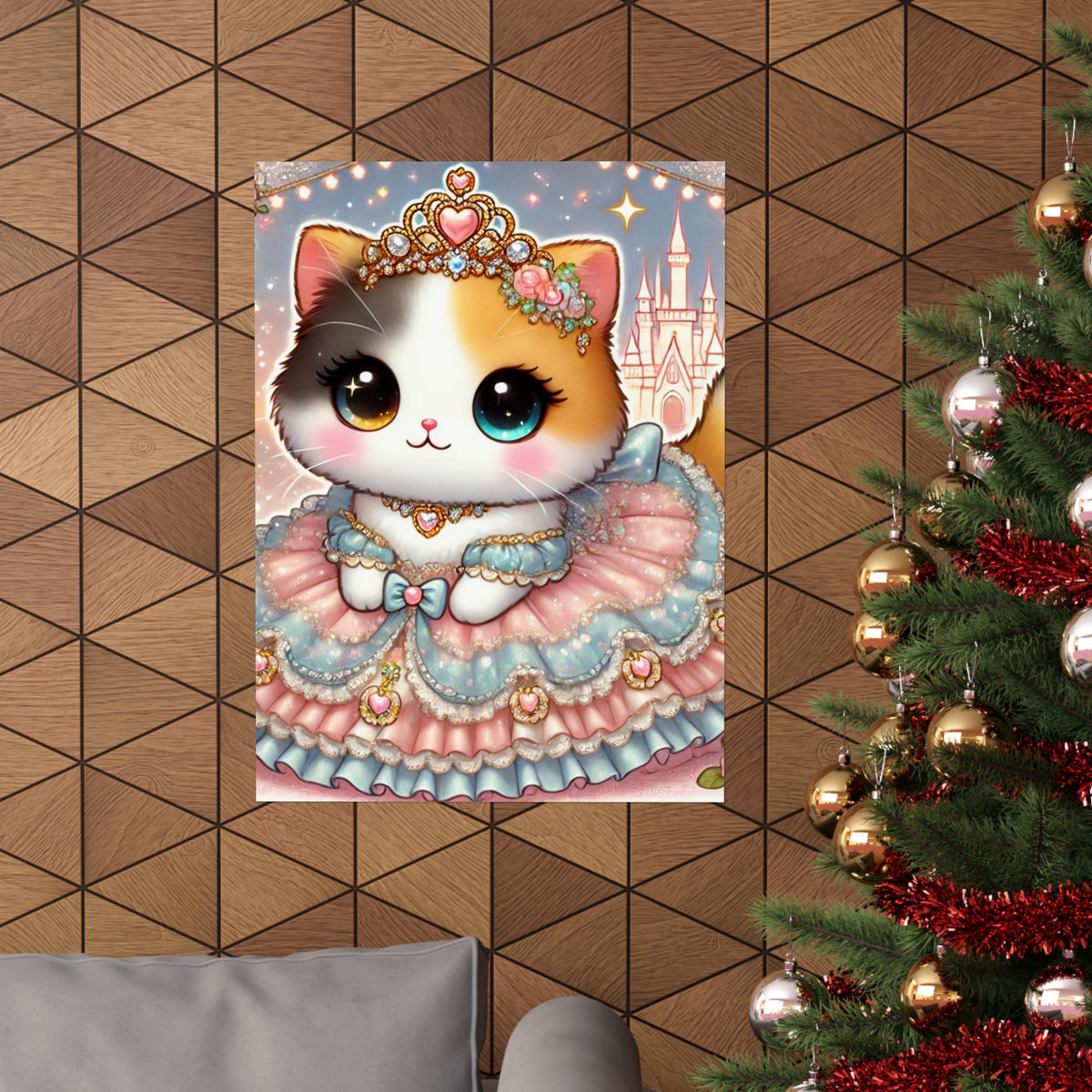 Pastel Princess Calico Cat Fantasy Wall Art Poster