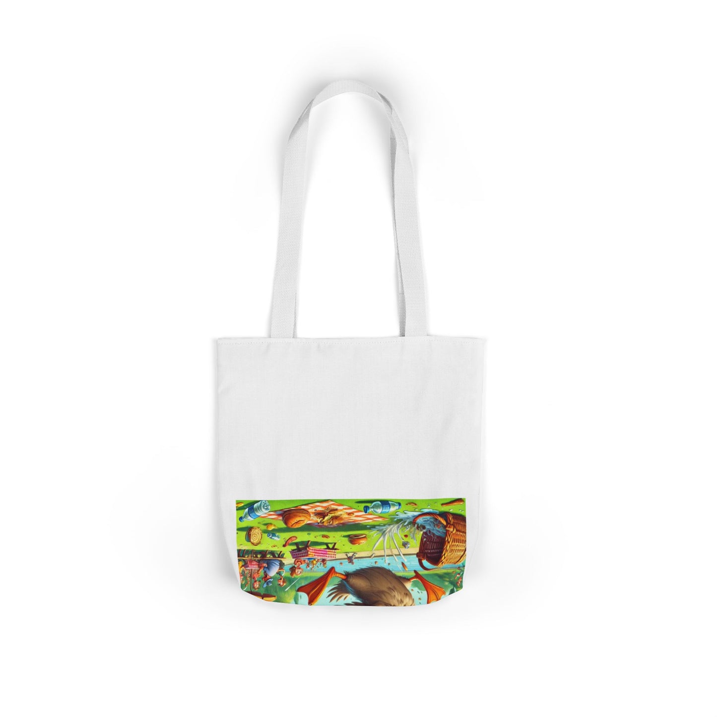 Chaotic Picnic Duck Funny Summer Canvas Tote Bag
