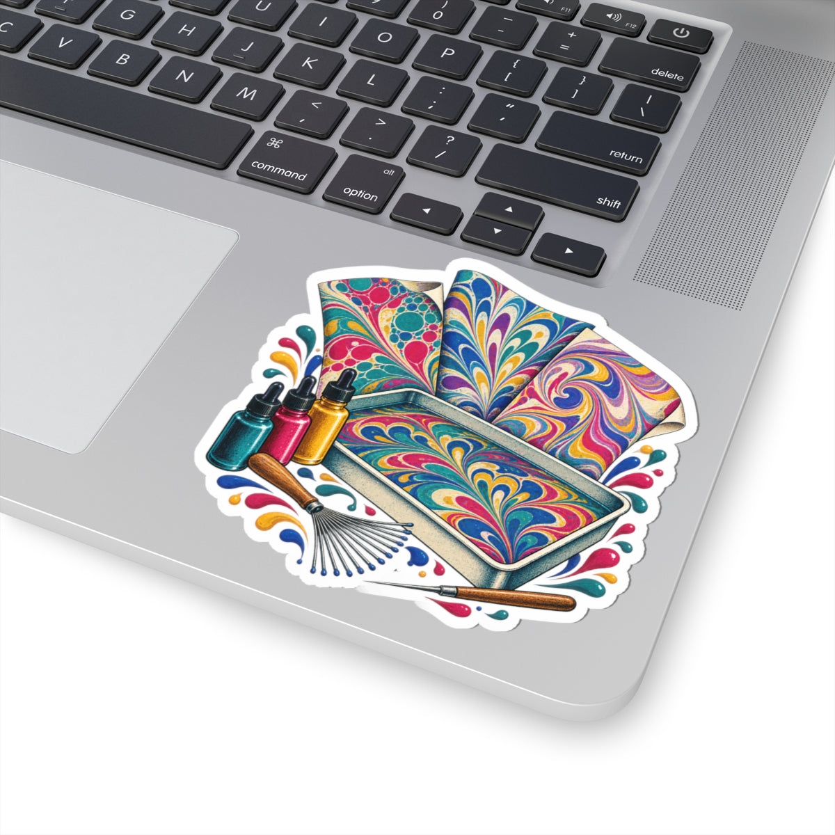 Colorful Paper Marbling Workshop Sticker