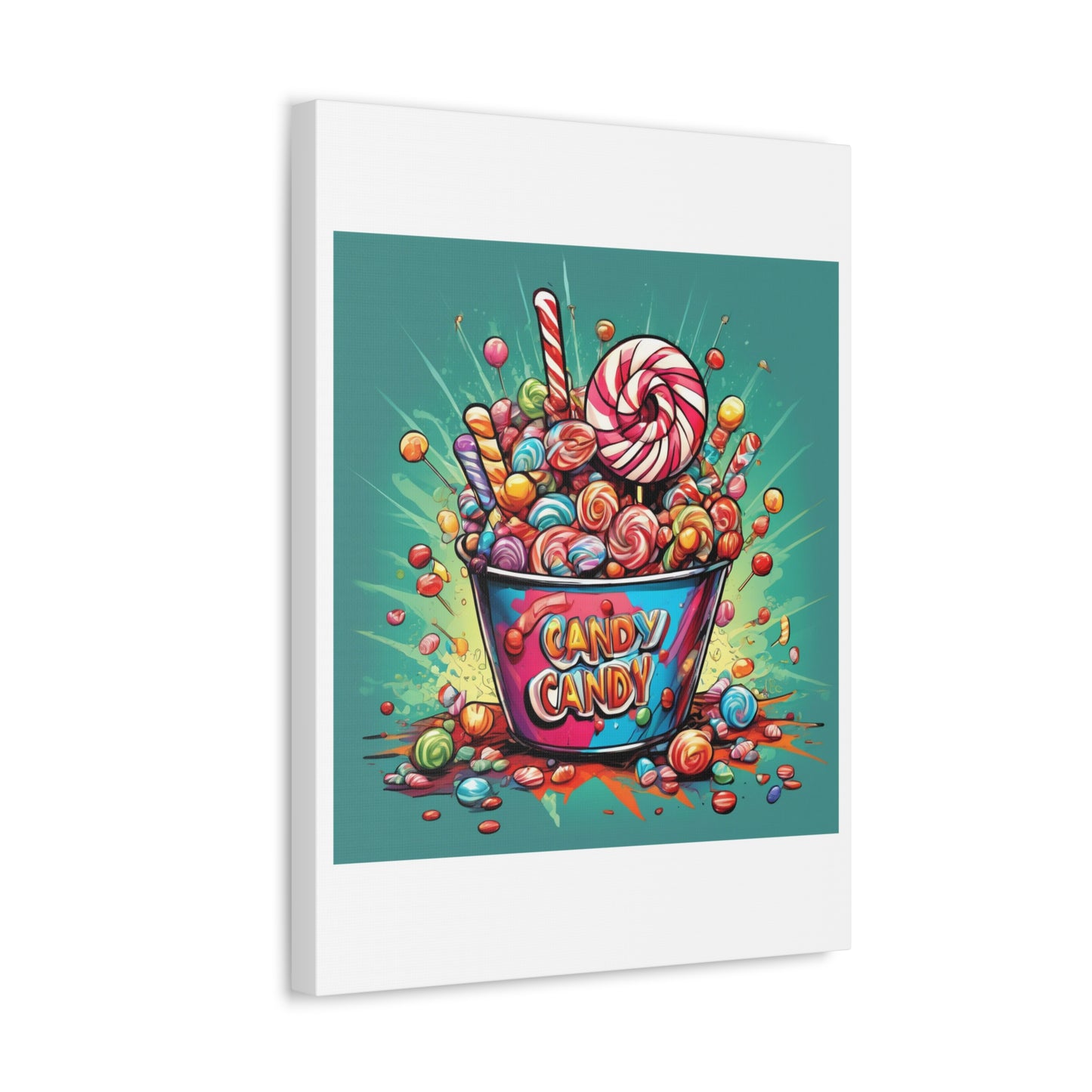 Holiday Candy Bucket Sweets Gift Art Canvas
