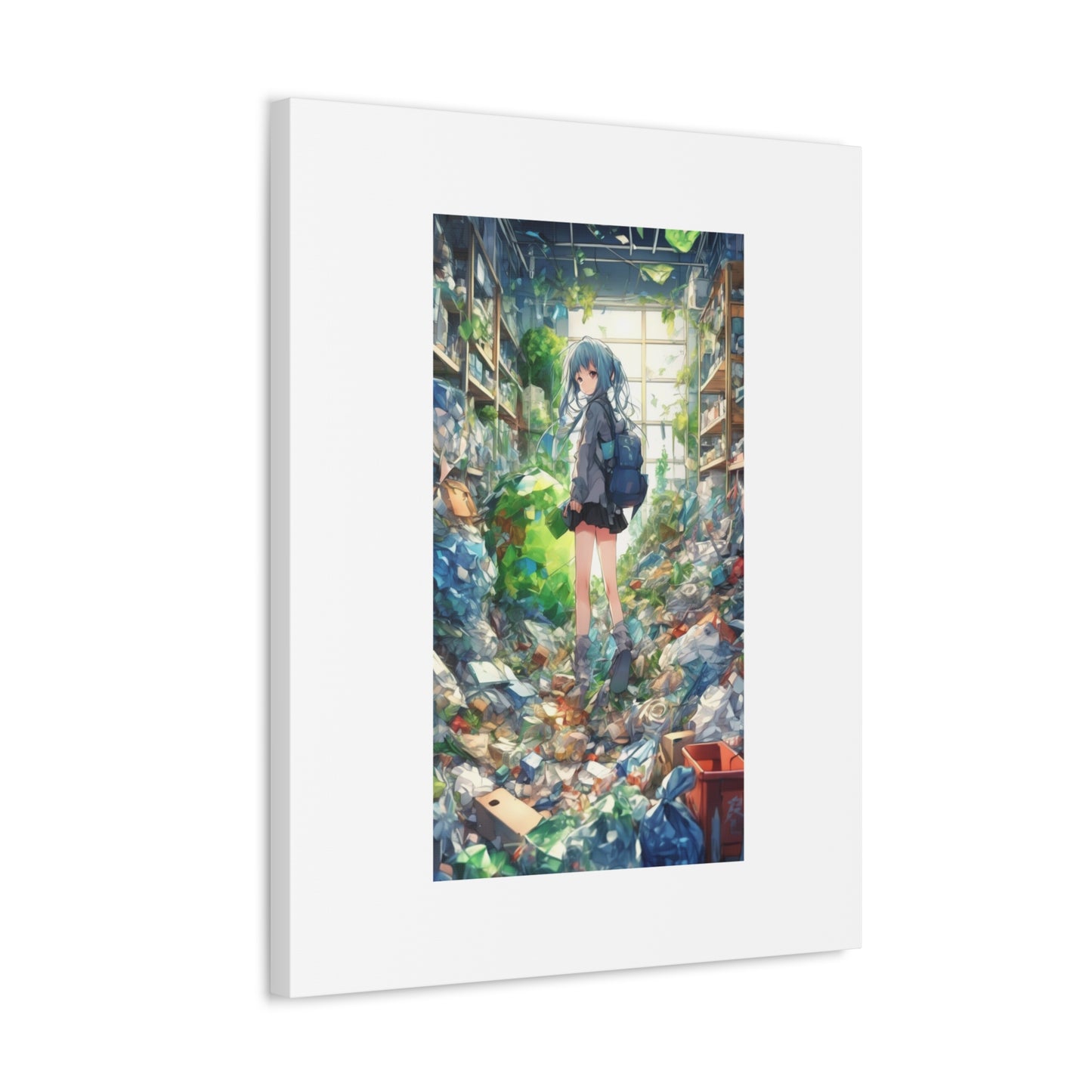 Green Recycling Alley Anime Girl Recycling Alley Canvas
