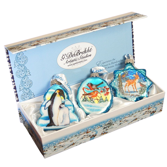 Forest Friends Mercury Glass Ornaments Set of 3 by G. DeBrekht - Wildlife Holiday Decor - 770105S3