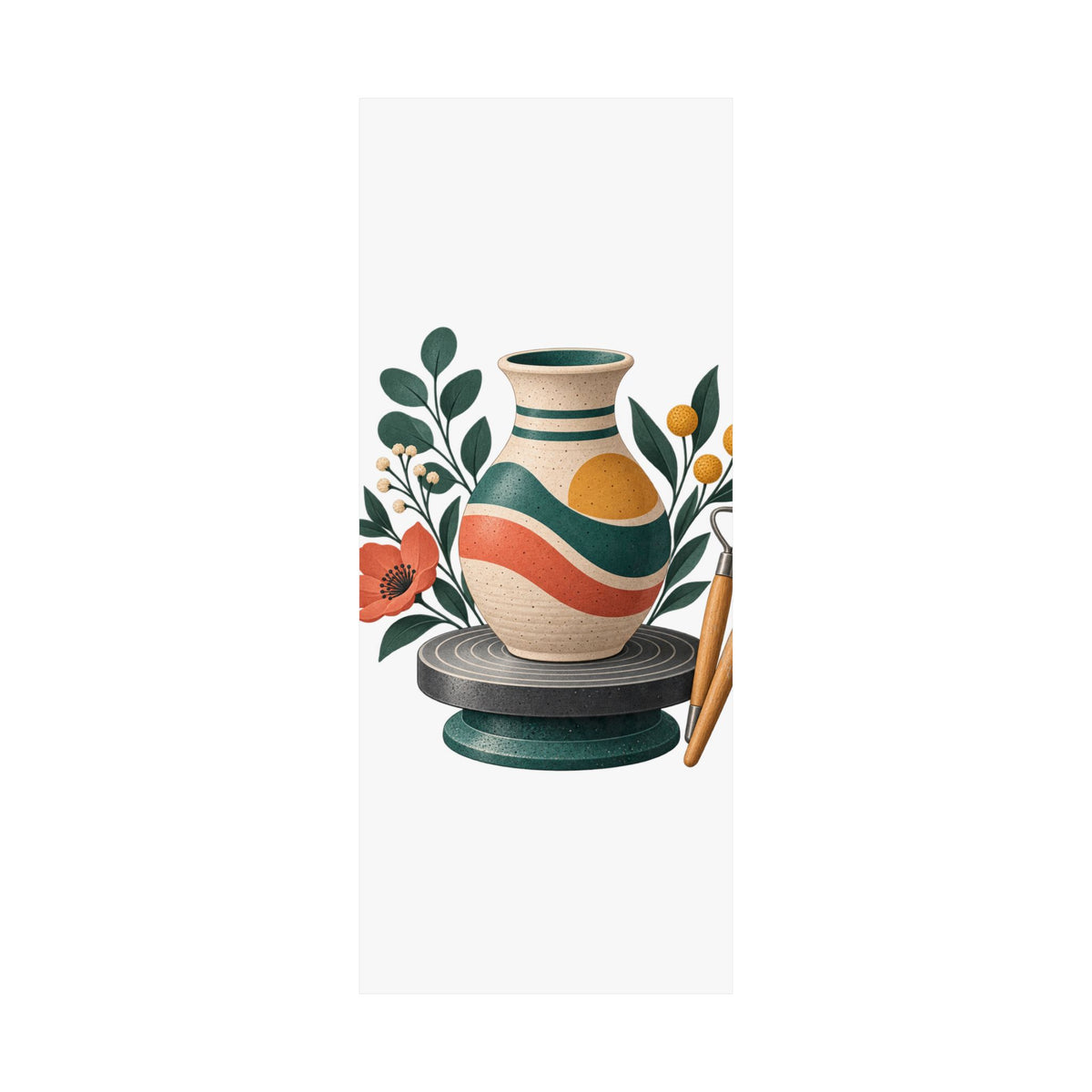 Midcentury Pottery Botanical Art Poster