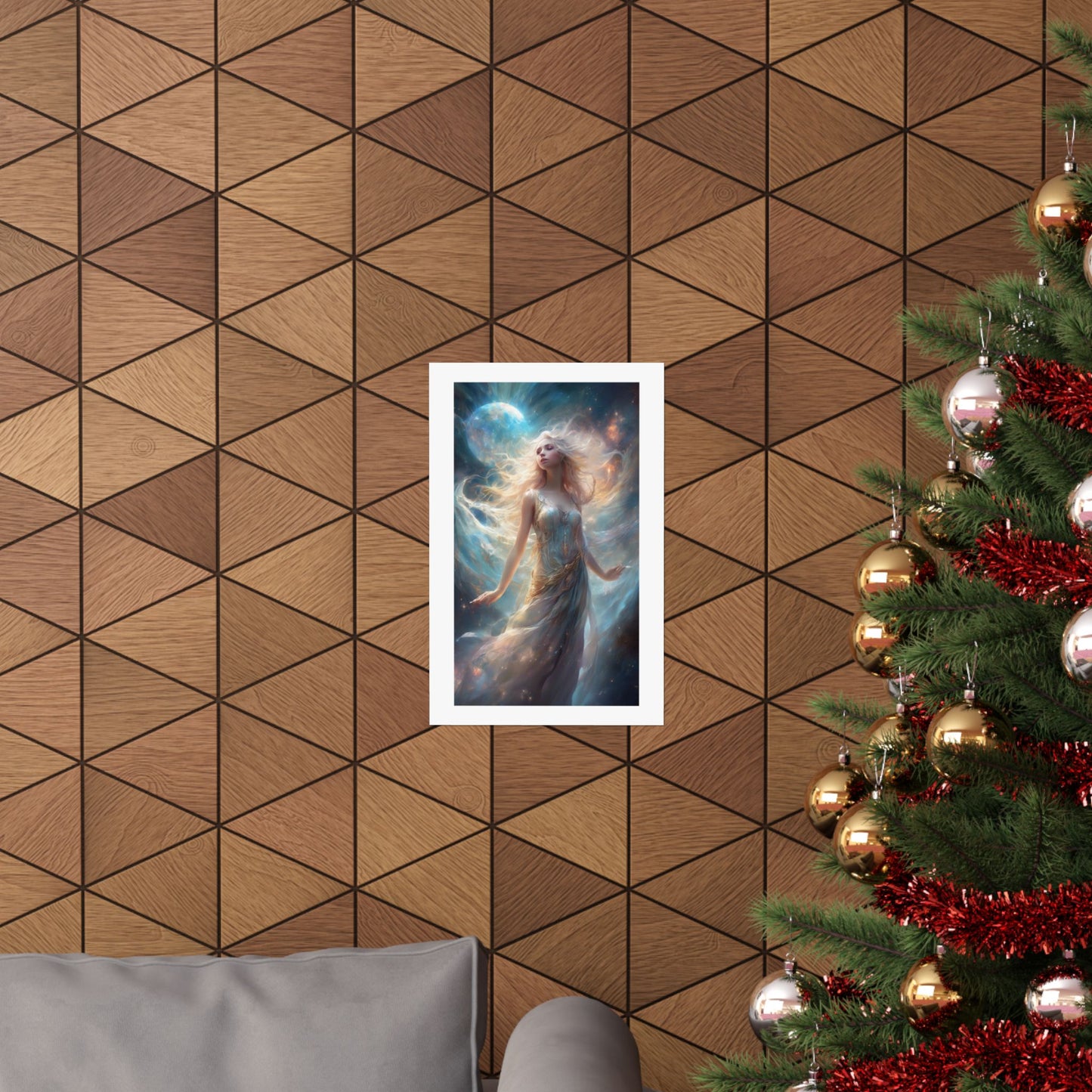 Moonlit Celestial Maiden Fantasy Portrait Poster