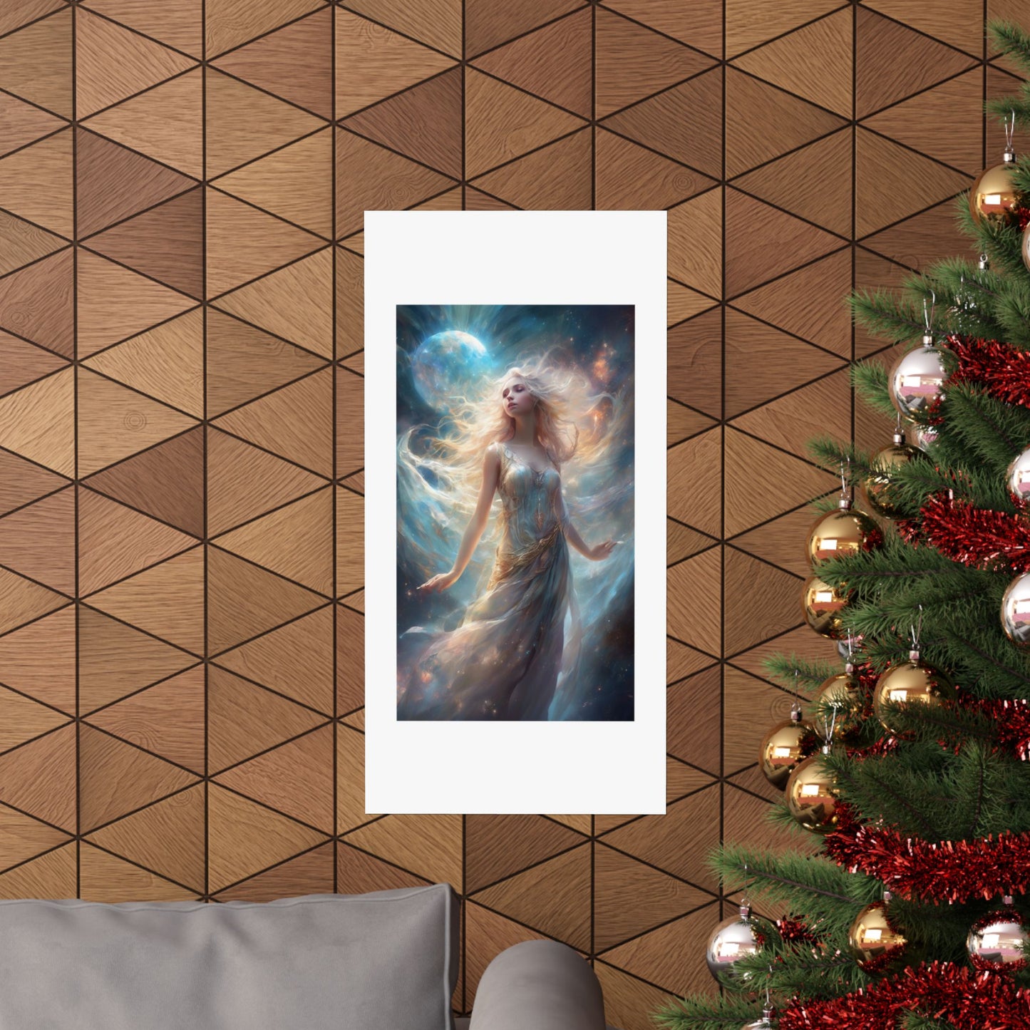Moonlit Celestial Maiden Fantasy Portrait Poster