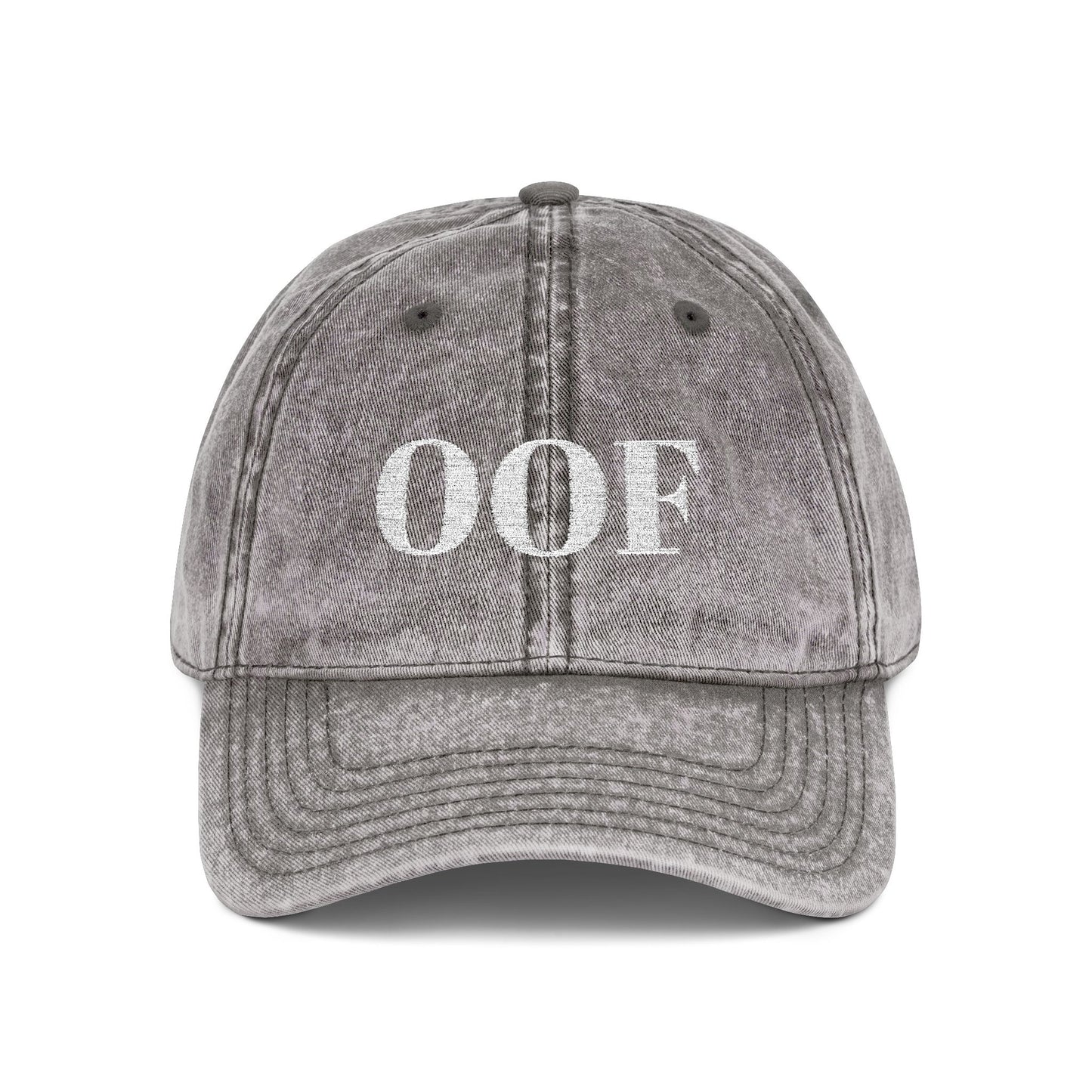 OOF Embroidered Vintage Cap Distressed Dad Hat Washed Gray Minimalist Meme Hat Retro Casual Adjustable Cap Unisex Adult Teen