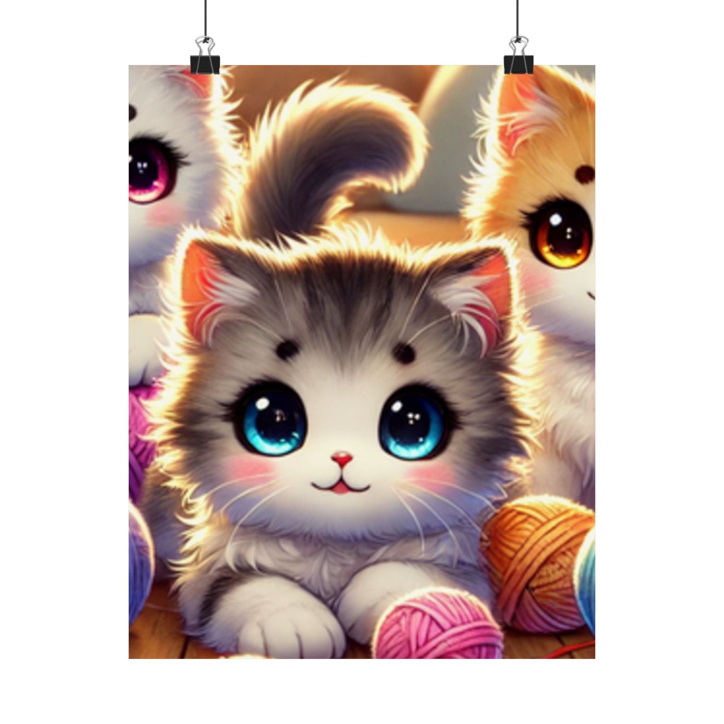 Cozy Yarn Kittens Cute Cat Poster Knitting Room Wall Art Decor