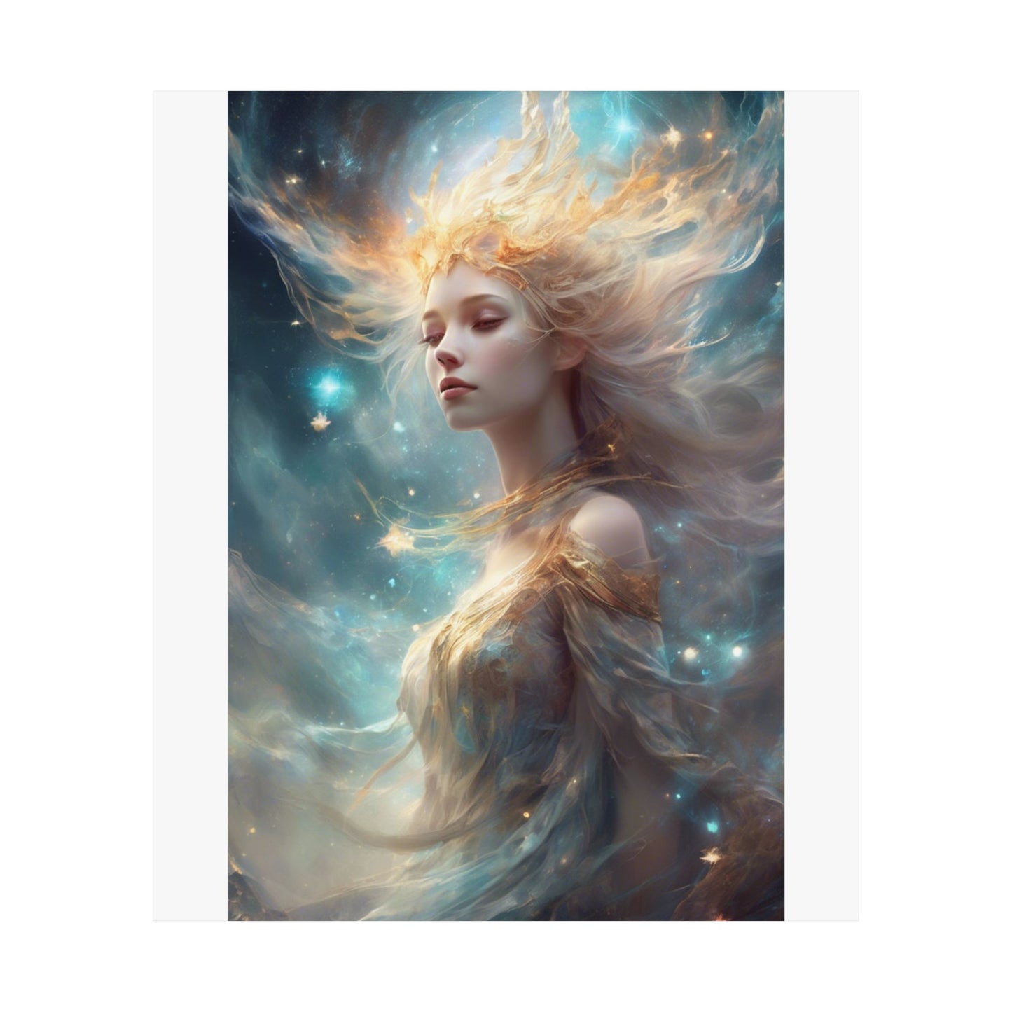 Solar Celestial Spirit Fantasy Portrait Poster