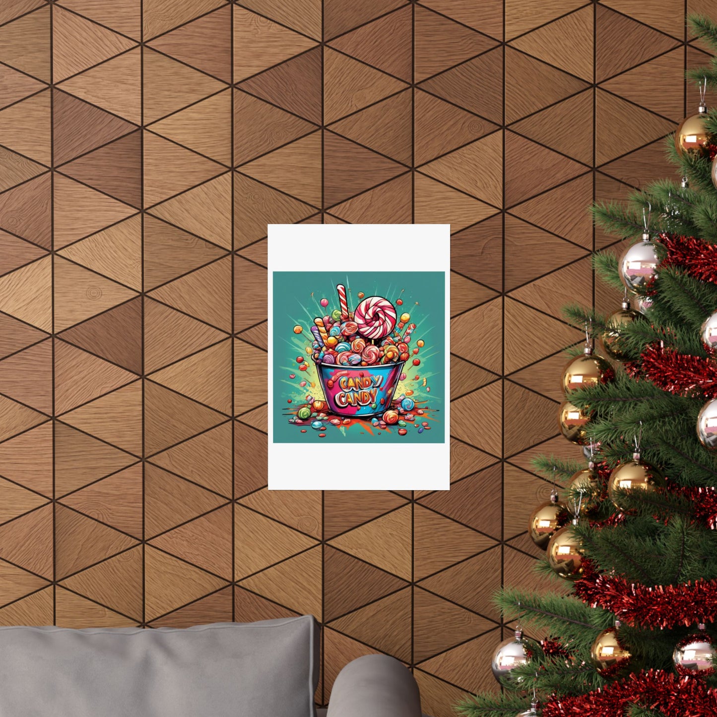 Holiday Candy Bucket Sweets Gift Art Poster