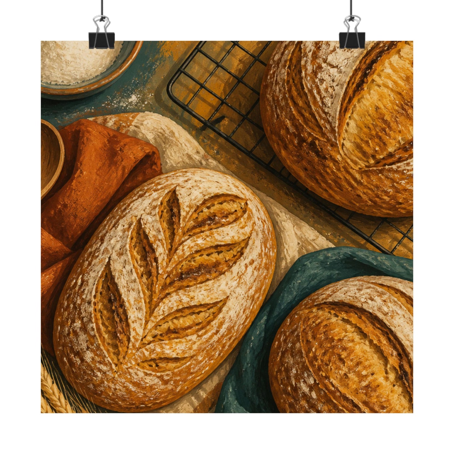 Artisan Bread Baking Still Life Poster
