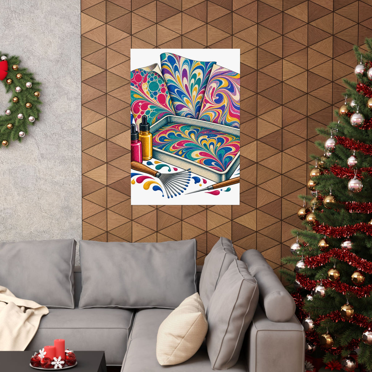 Colorful Paper Marbling Workshop Poster