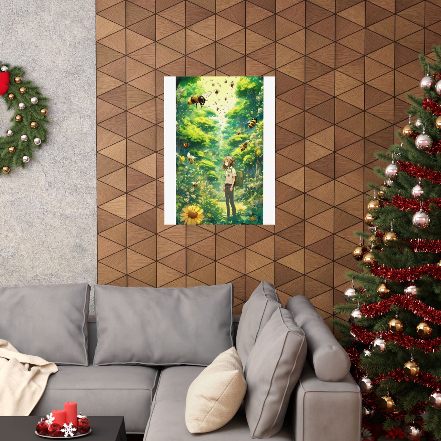 Bee Garden Explorer Anime Nature Art Poster