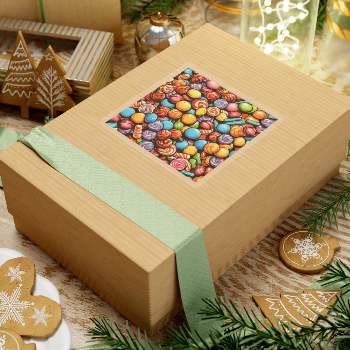 Colorful Candy Pattern Sweets Gift Art Sticker