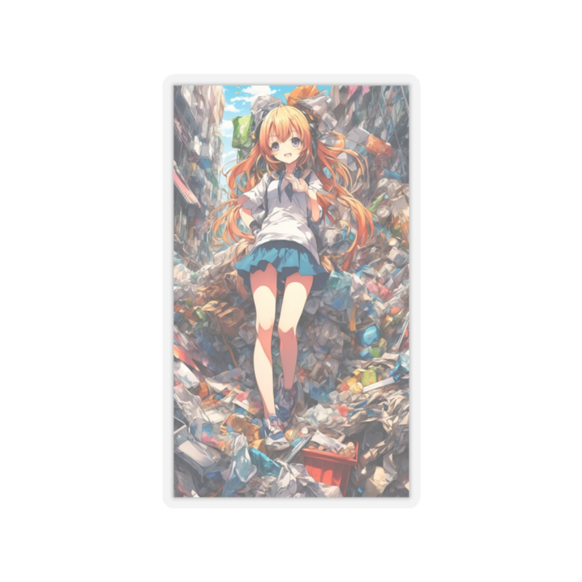 Recycling Rescue Anime Heroine Eco Street Art Sticker