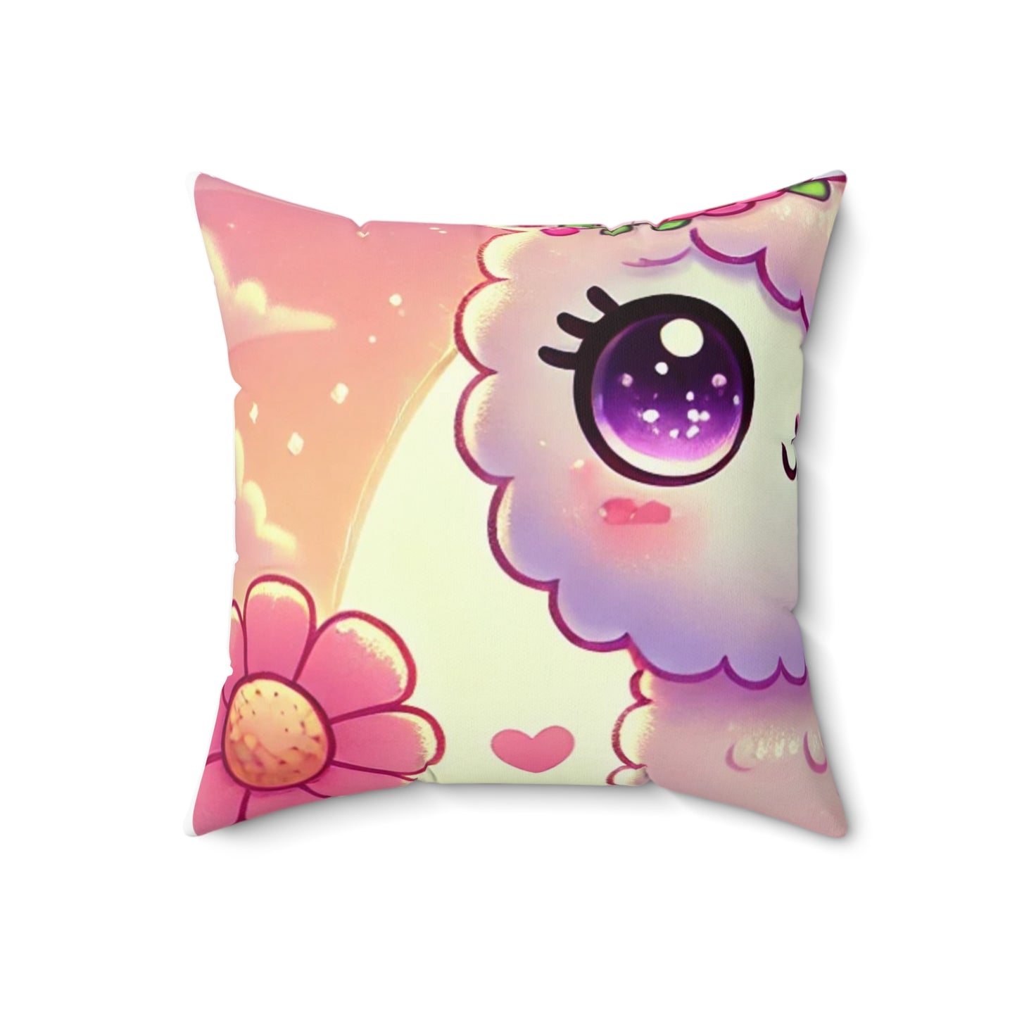 Pastel Floral Alpaca Garden Kawaii Decorative Pillow