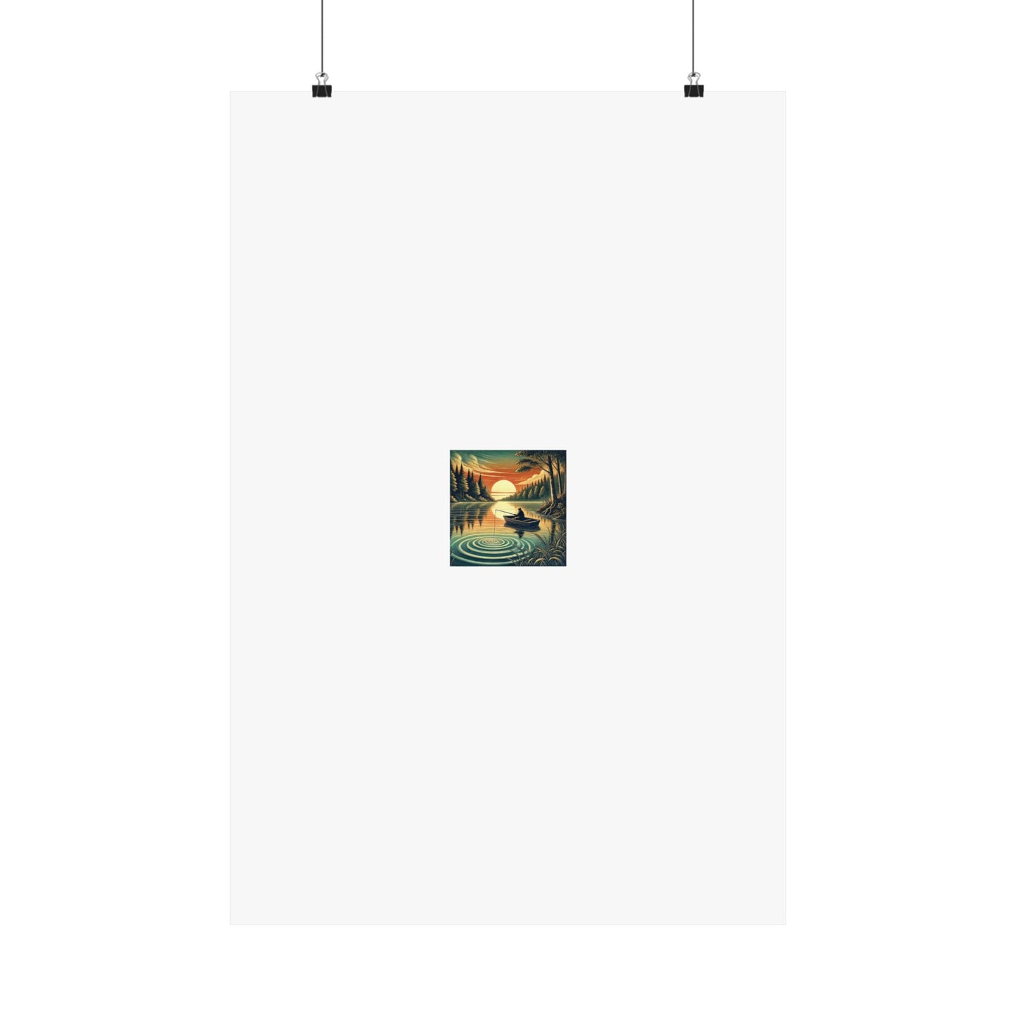 Sunset Lake Fishing Retreat Poster Lake House Fishing Wall Art Gift