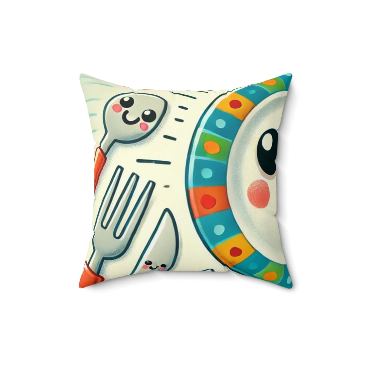 Happy Kitchen Tableware Kawaii Decorative Pillow