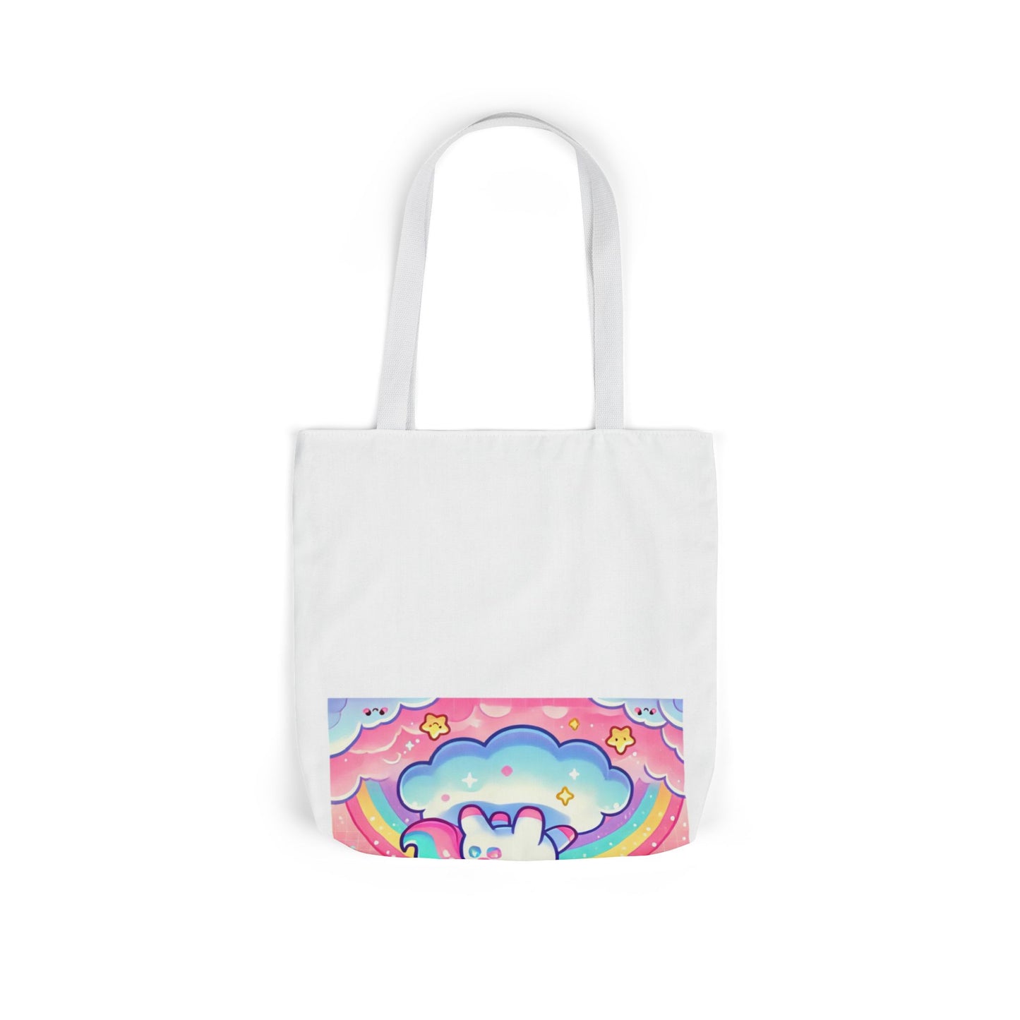 Pastel Rainbow Unicorn Cloud Kawaii Canvas Tote Bag