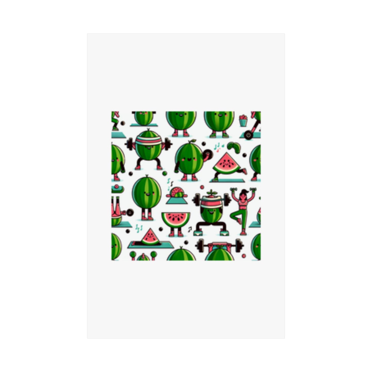 Watermelon Workout Club Cute Food Fitness Wall Art Poster