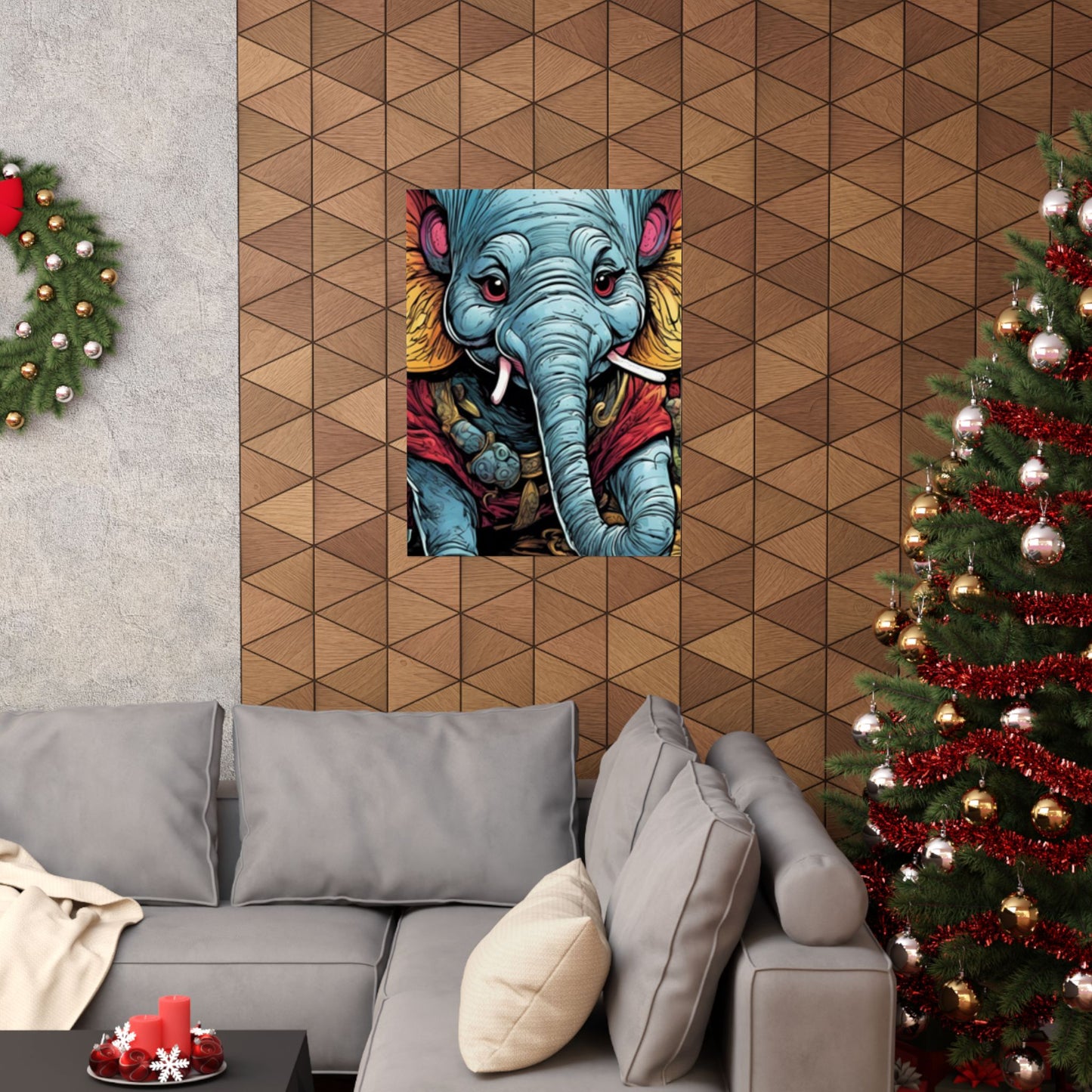 Colorful Elephant Garden Parade Wildlife Wall Art Poster