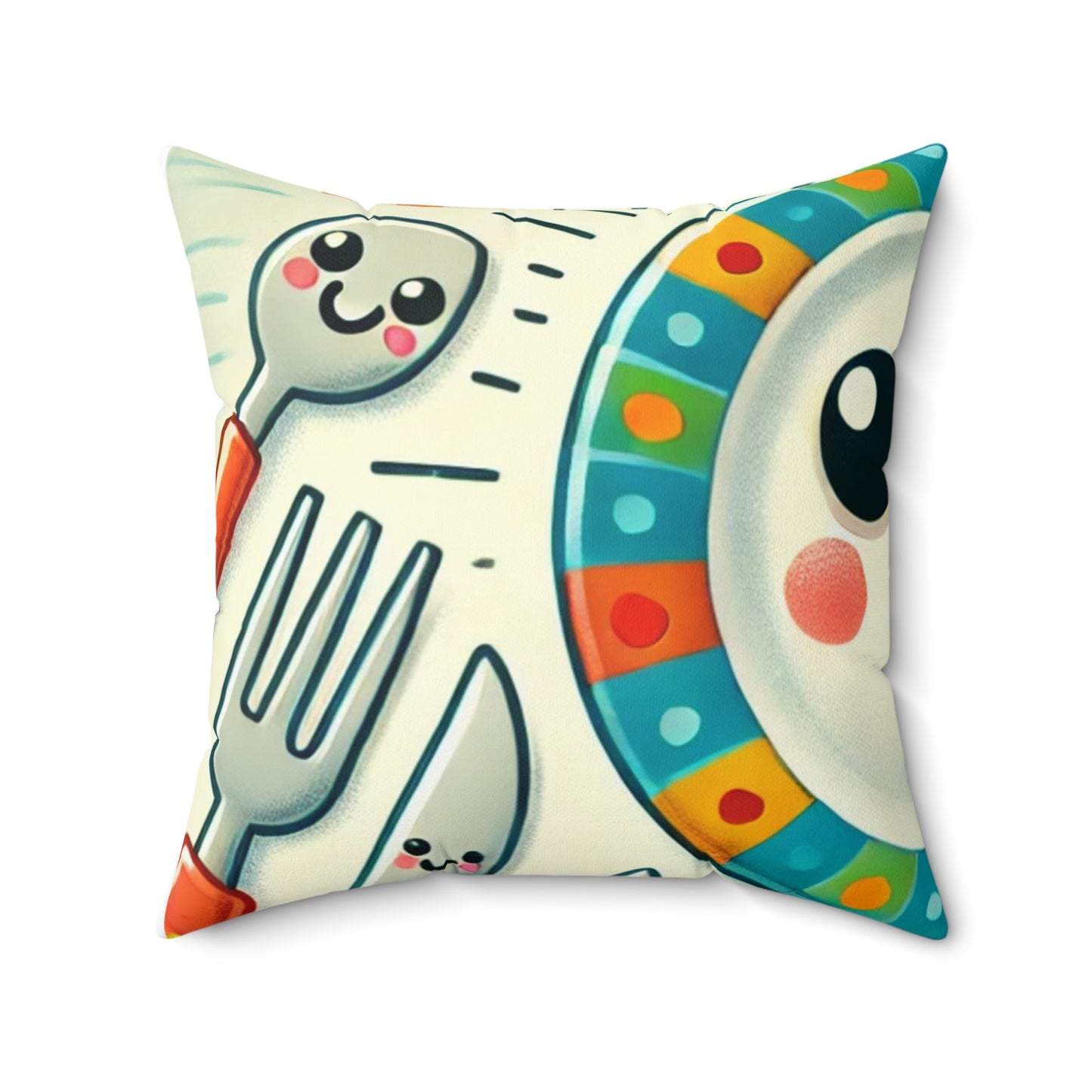 Happy Kitchen Tableware Kawaii Decorative Pillow