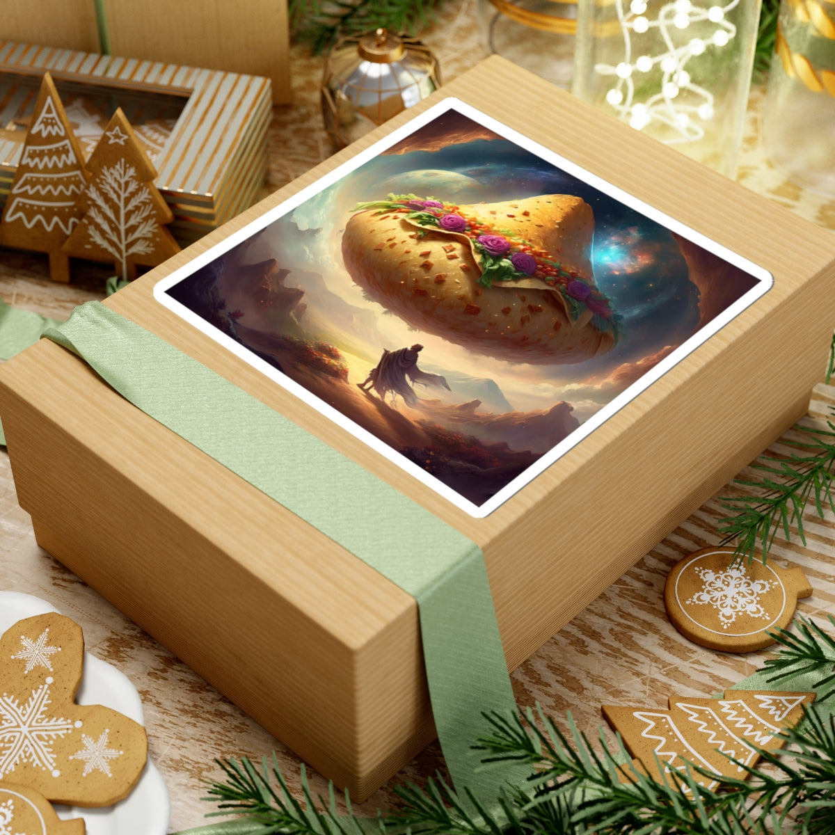 Cosmic Taco Planetoid Surreal Food Fantasy Art Sticker