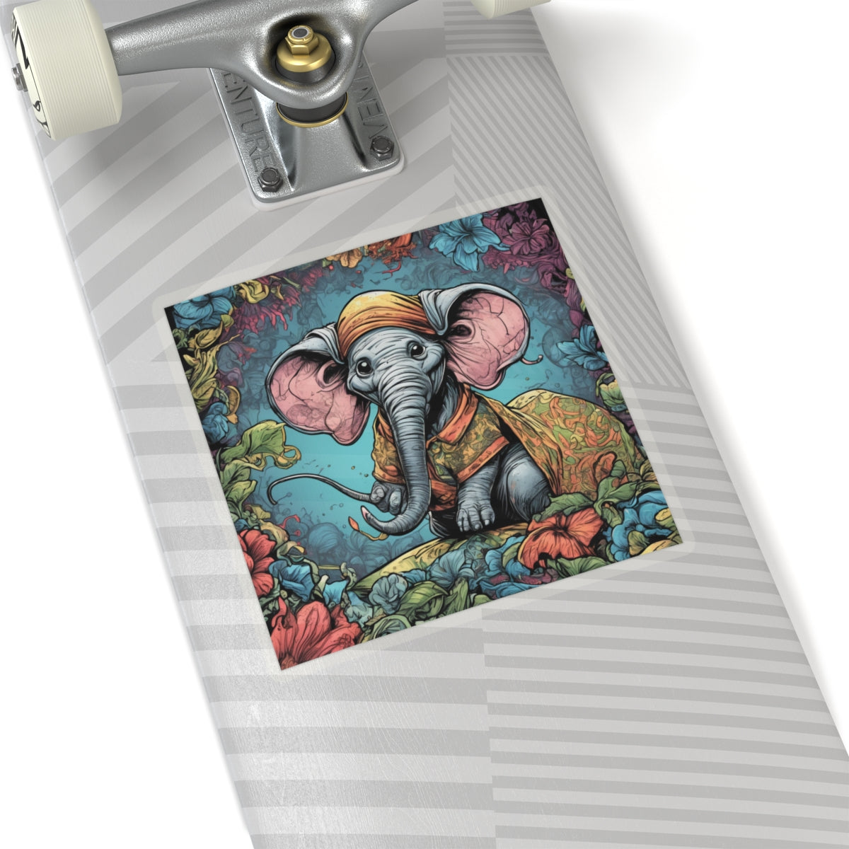 Colorful Storybook Elephant Floral Garden Sticker