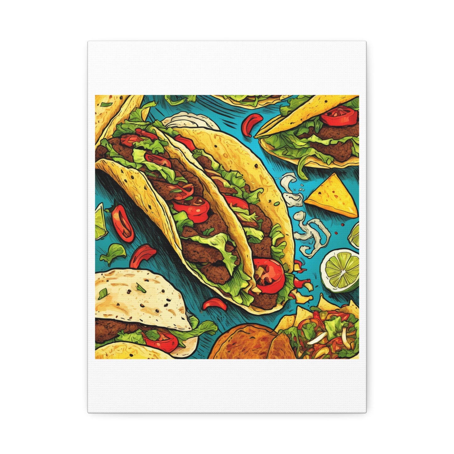 Taco Party Pattern Foodie Gift Art Canvas