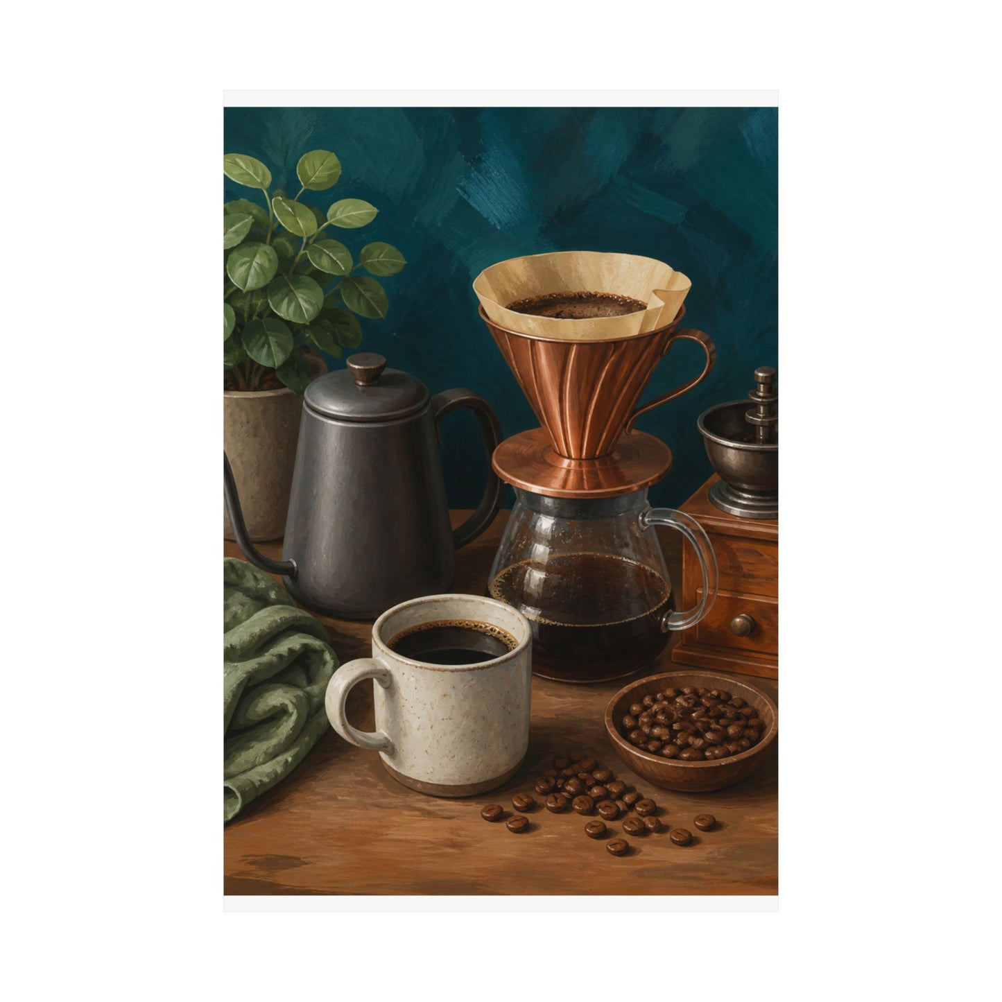 Warm Home Coffee Brewing Art Poster