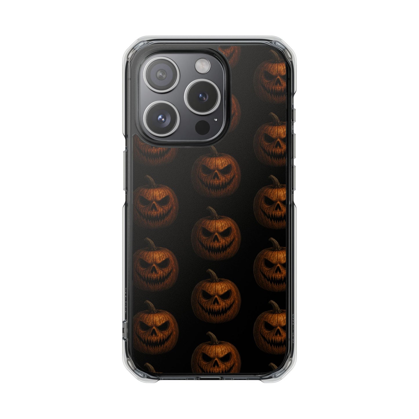 Magnet Cover, Halloween Pumpkin Spooky Phone Case, Horror Jack-O-Lantern Black Case, Magnetic Clear Impact Cover, Scary Cellphone Slim