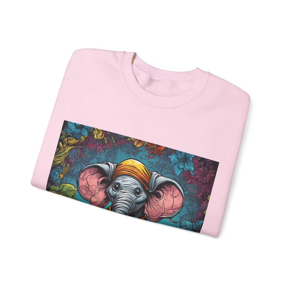 Colorful Storybook Elephant Floral Art Sweatshirt