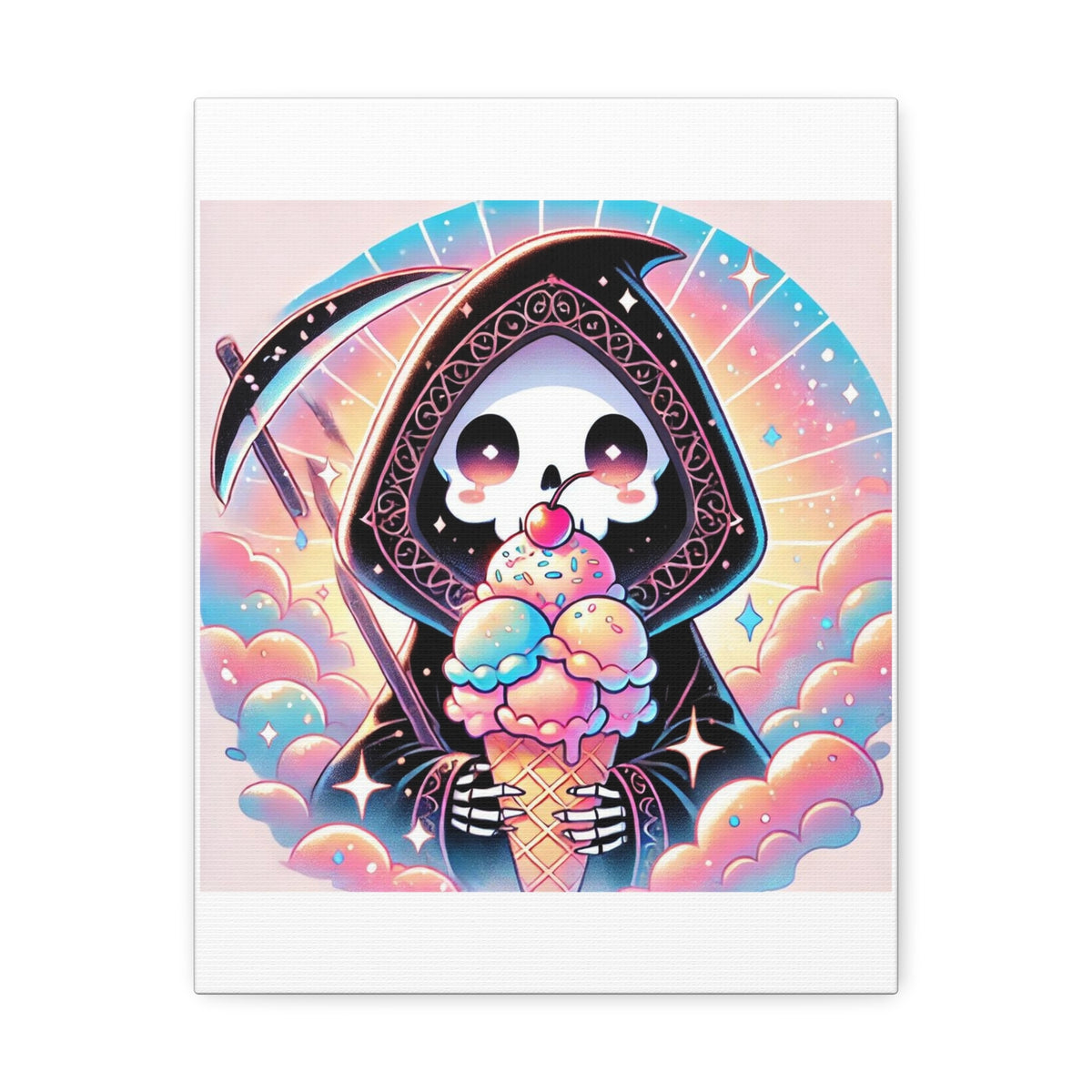 Pastel Grim Reaper Ice Cream Cute Gothic Canvas Art