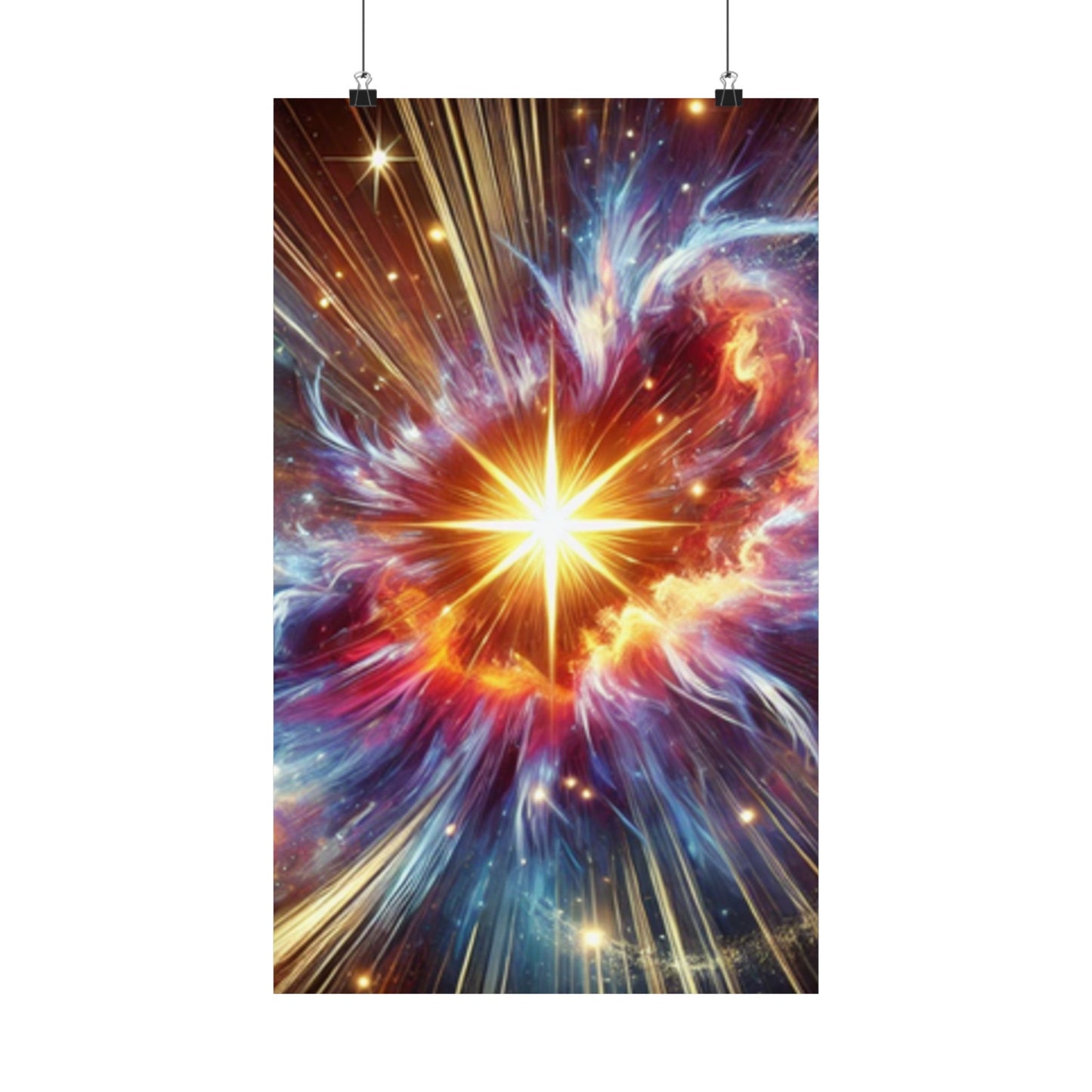 Cosmic Starburst Energy Abstract Space Poster Wall Art Decor