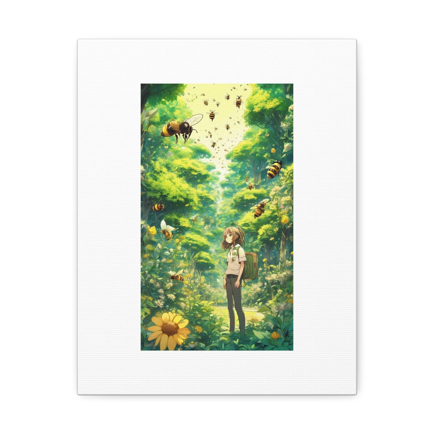 Bee Garden Explorer Anime Nature Art Canvas