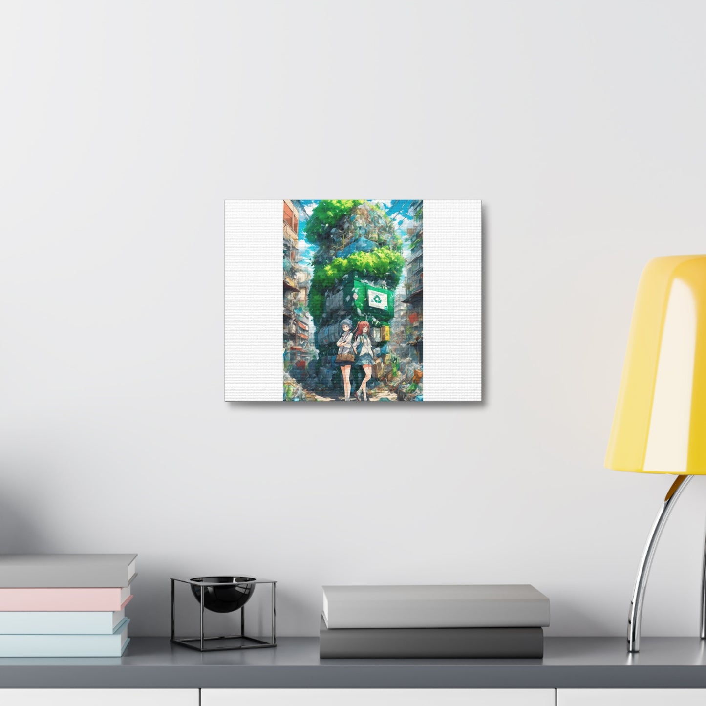 Urban Recycling Anime Friends Eco City Canvas Print