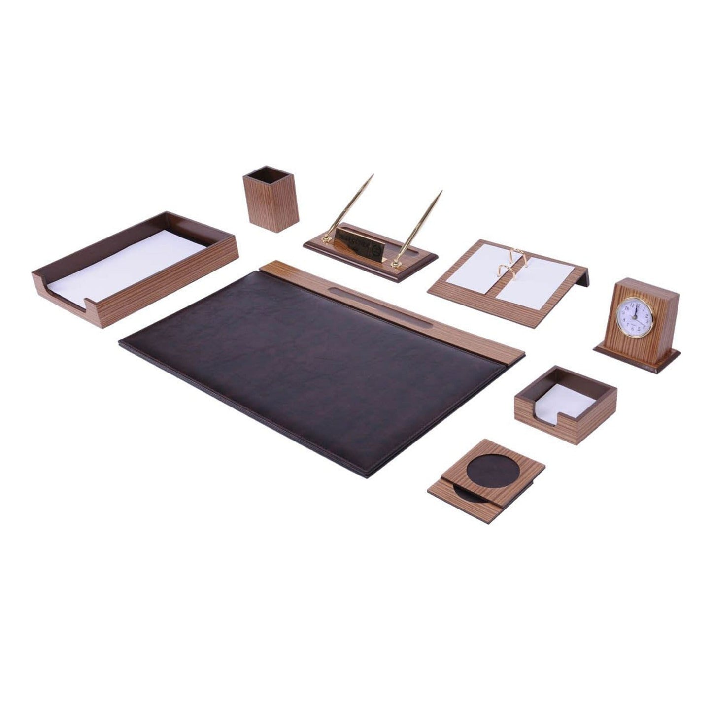 MOOG Zebrona Leather Desk Set-Brown- 11 PCS