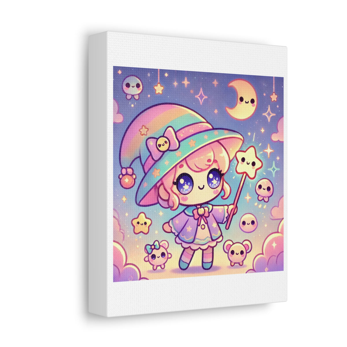 Kawaii Moon Wand Pastel Fantasy Canvas Wall Art