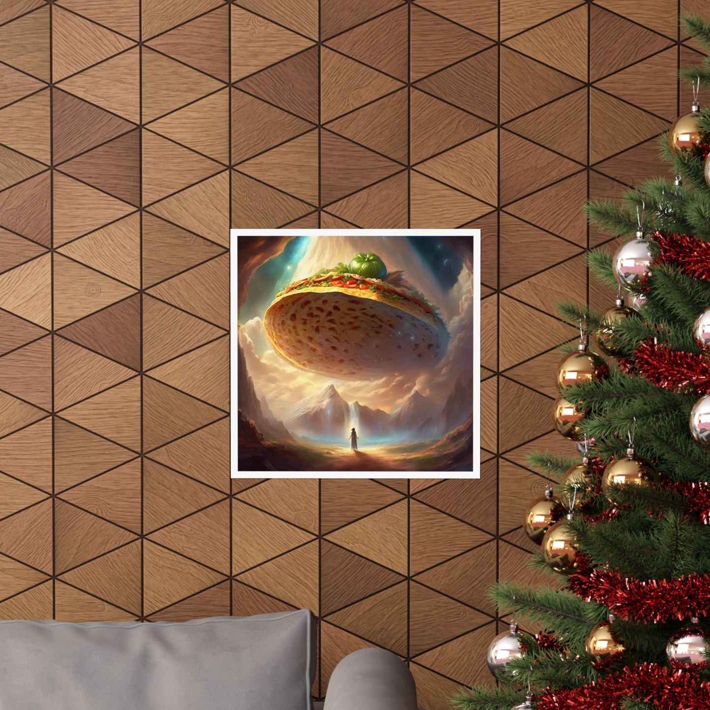 Cosmic Taco UFO Surreal Food Fantasy Art Poster