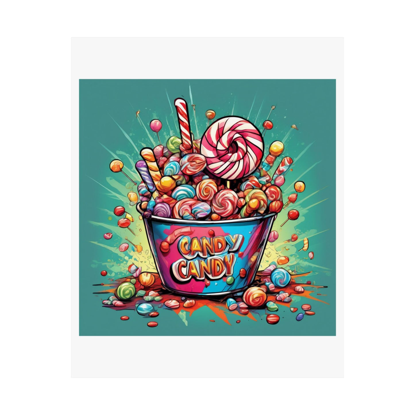 Holiday Candy Bucket Sweets Gift Art Poster
