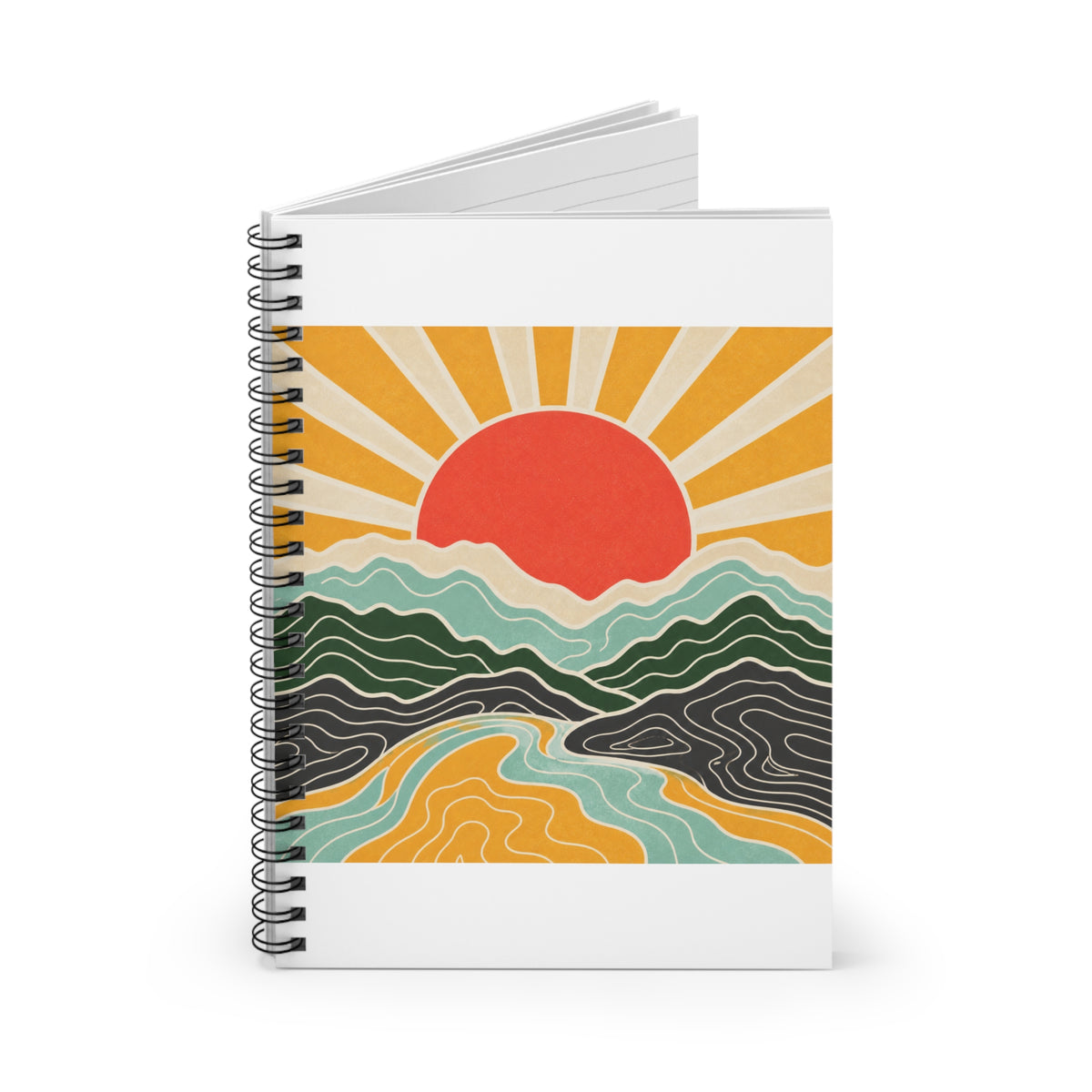 Topographic Sunrise Modern Adventure Spiral Notebook