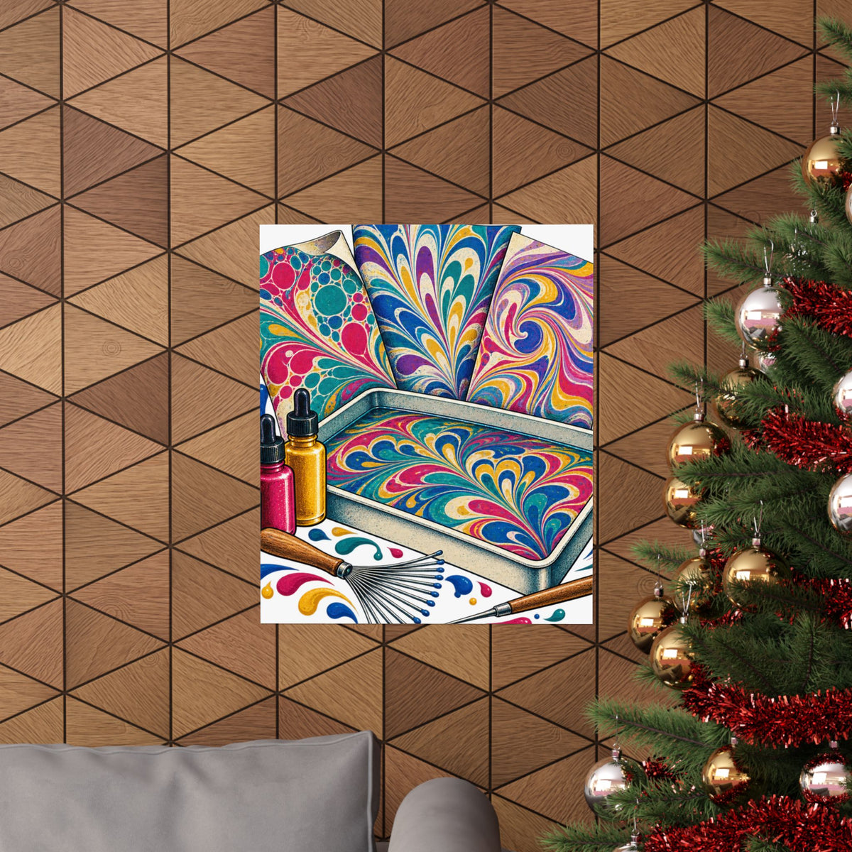 Colorful Paper Marbling Workshop Poster