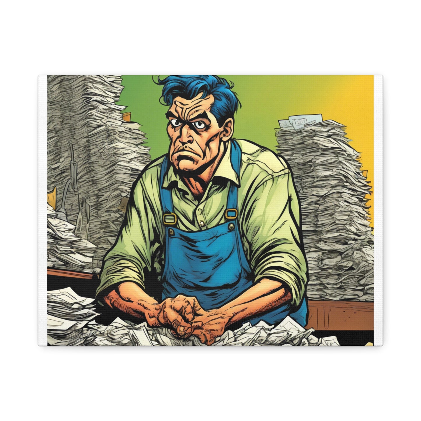 Paperwork Chaos Desk Worker Funny Office Art Canvas