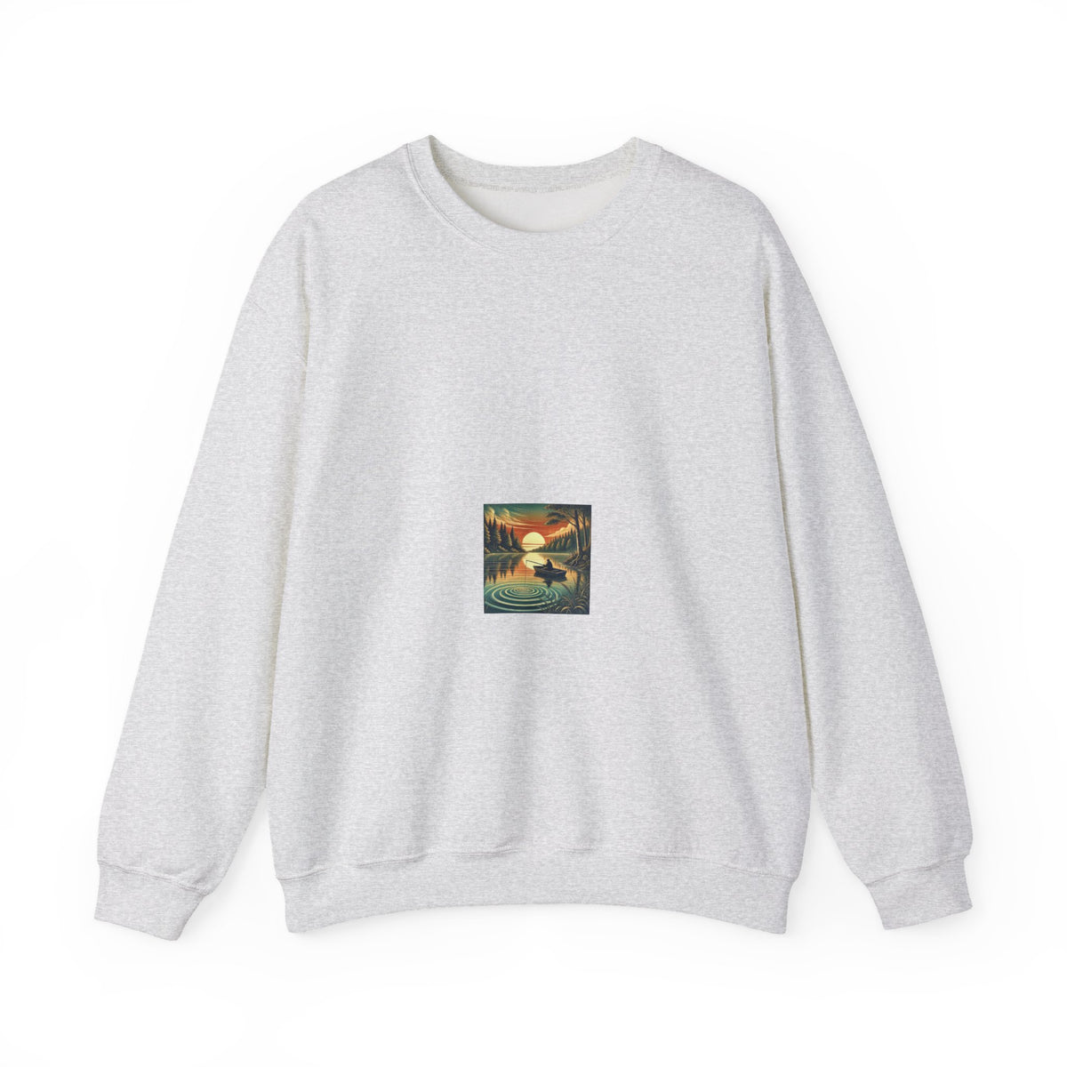 Sunset Lake Fishing Retreat Angler Crewneck Sweatshirt Nature Gift