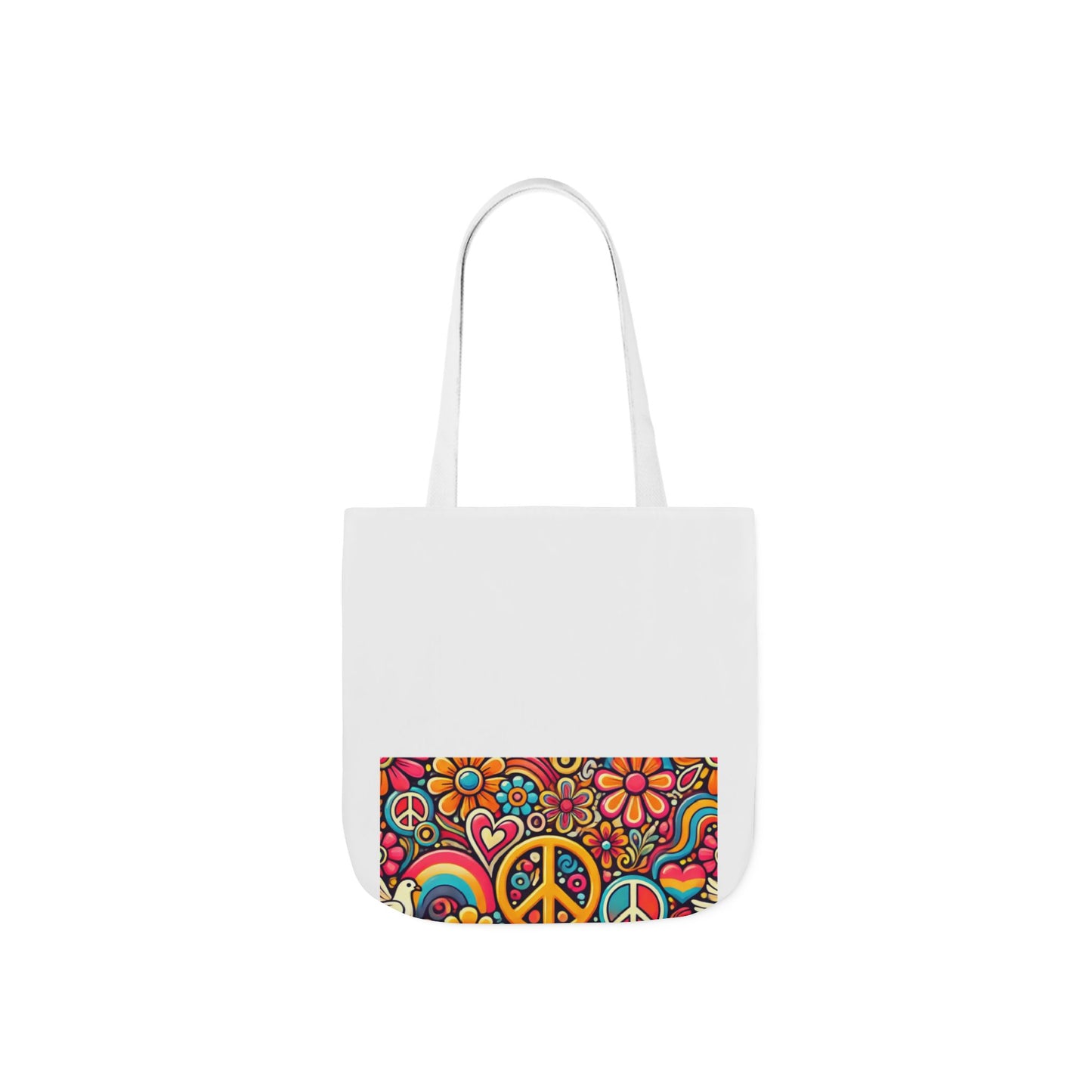 Colorful Peace Floral Pattern Canvas Tote Bag