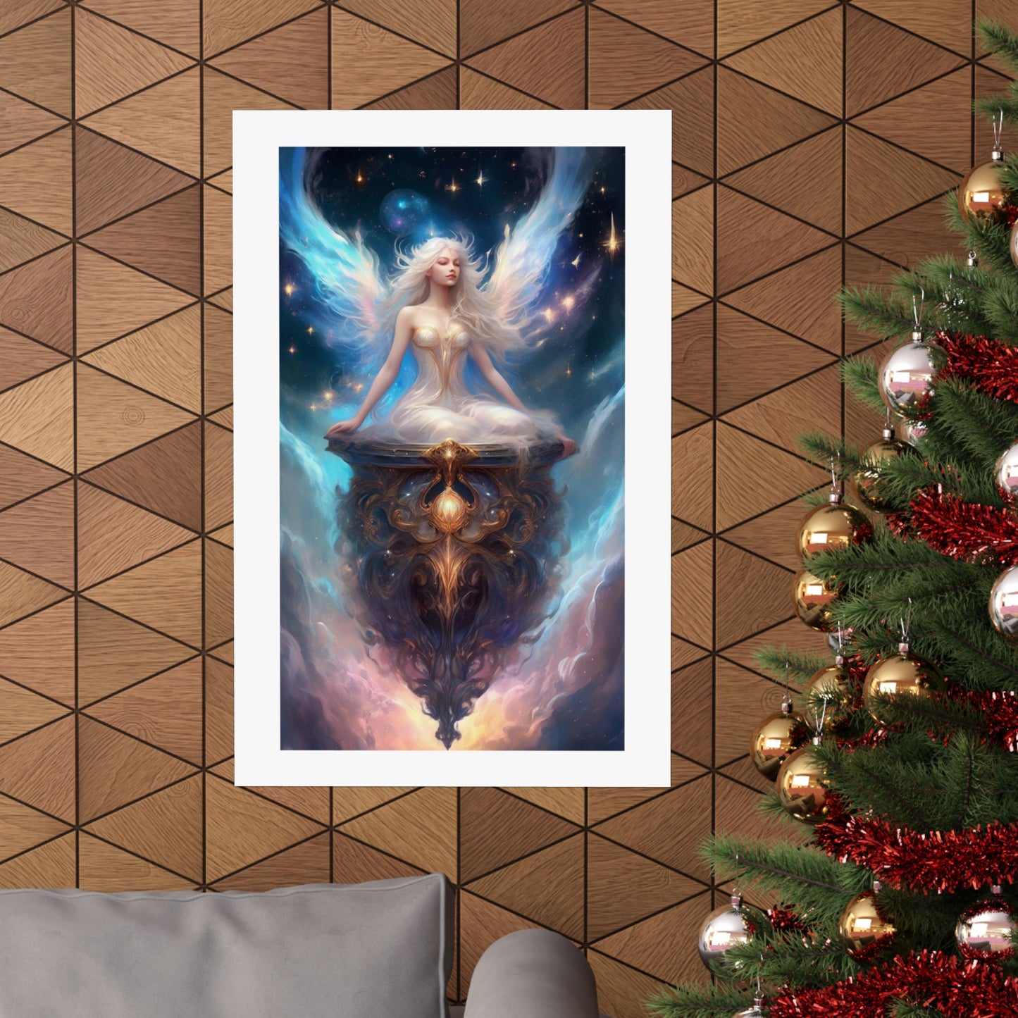 Celestial Winged Meditation Fantasy Portrait Poster